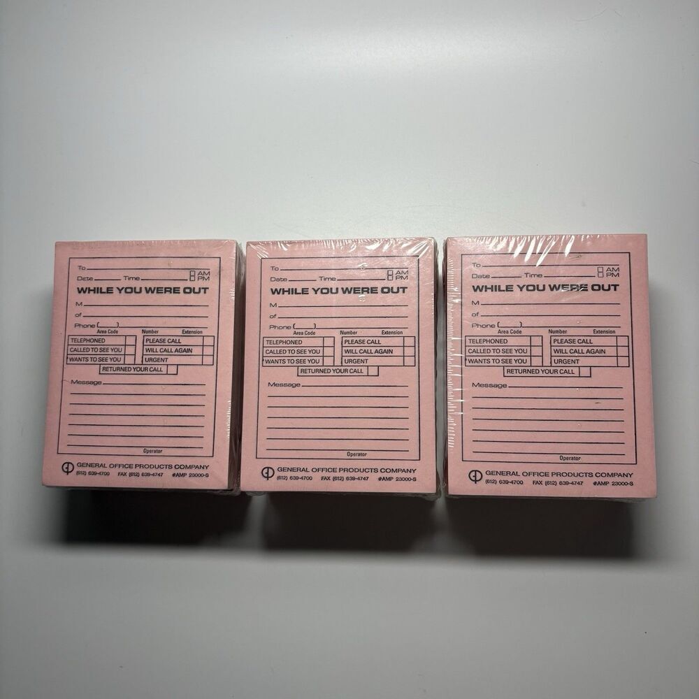Vintage While You Were Out Telephone Pads 36 Pads (50 Sheets Each) Pink 23-000S